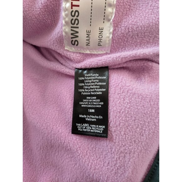 NWT Swiss Tech Toddler Heavyweight Puffer Jacket Size 18M / Purple & Green Multi - Picture 6 of 7